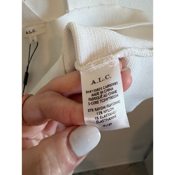 A.L.C. Women's Small White Luxe Stretch Sleeveless Racerback Straps Crop Tee - Picture 9 of 9